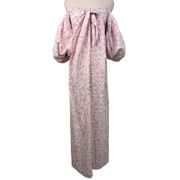 Caroline Constas Reyna Maxi Dress pink white tropical camel toile size S small - Picture 4 of 11